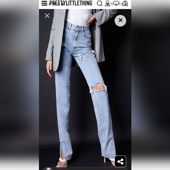 Pretty little thing split hem jeans (tall) - Picture 2 of 5
